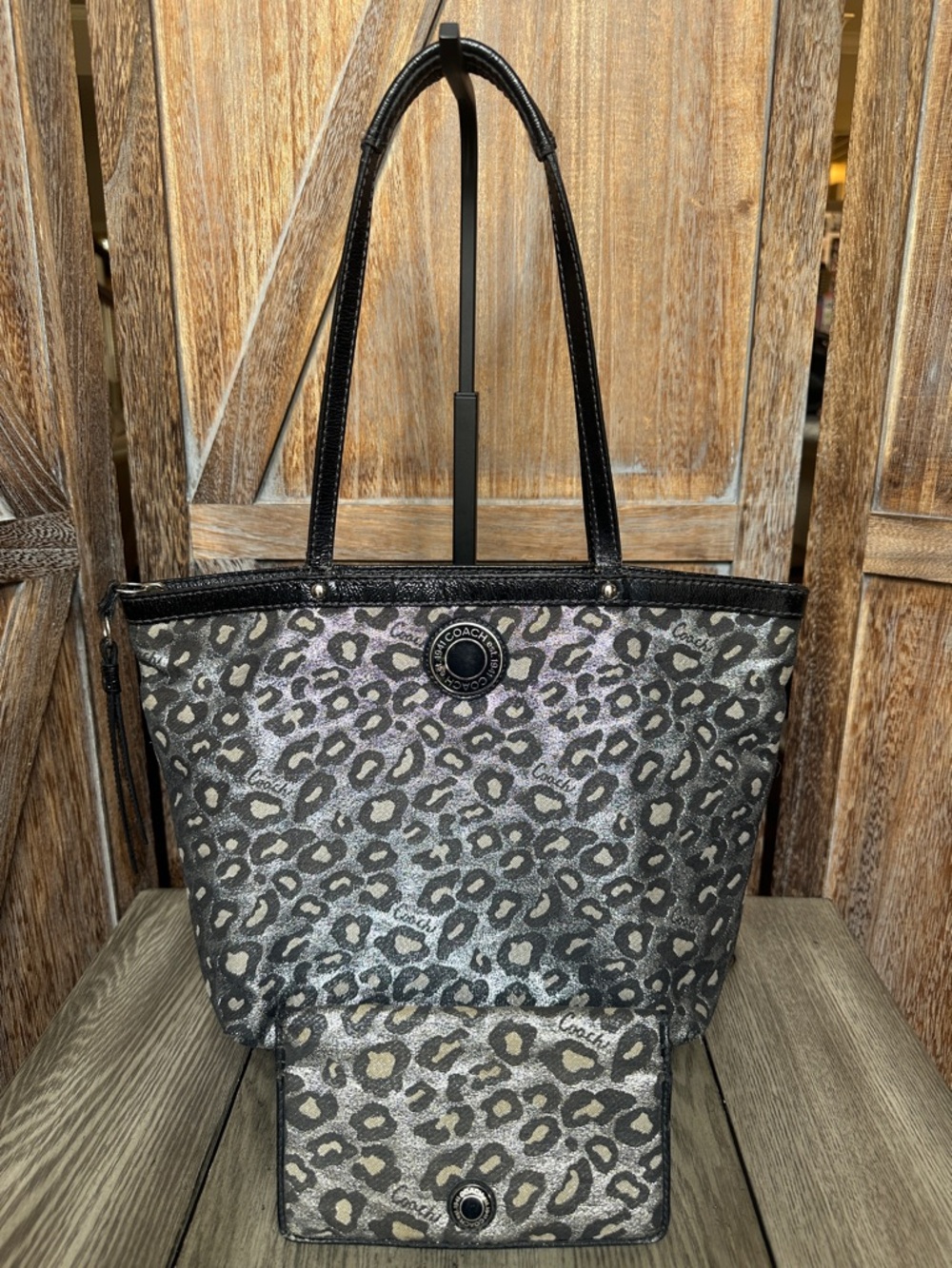 Coach F21061 Metallic Leopard Ocelot Tote & Matching Wallet COACH PROJECT BAGS